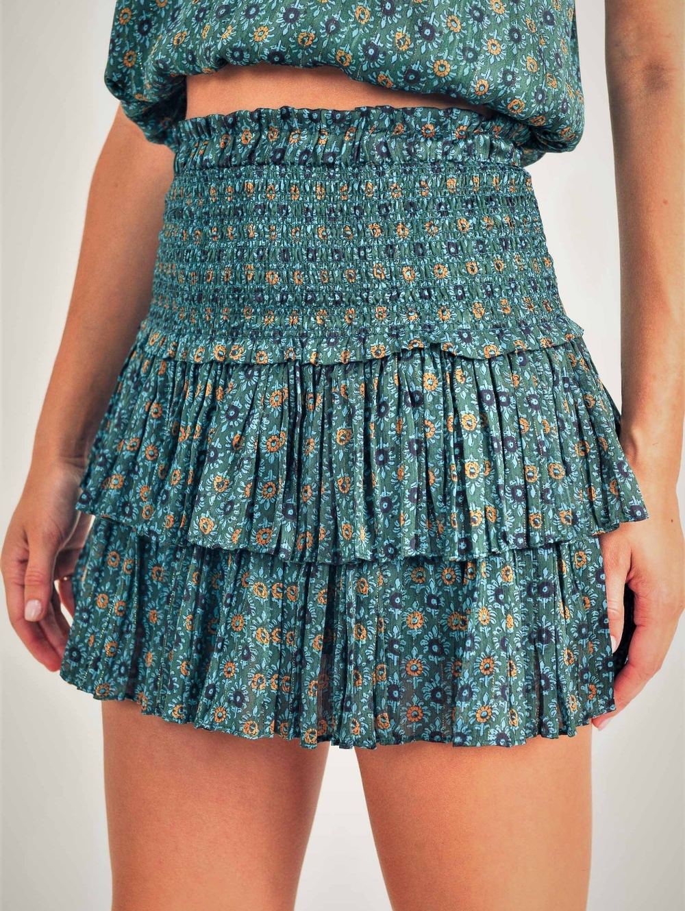 RESET By Jane Floral Ruffled Mini Skirt Summer Medium
